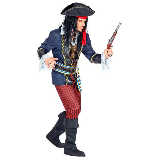 Costume da pirata rosso blu uomo