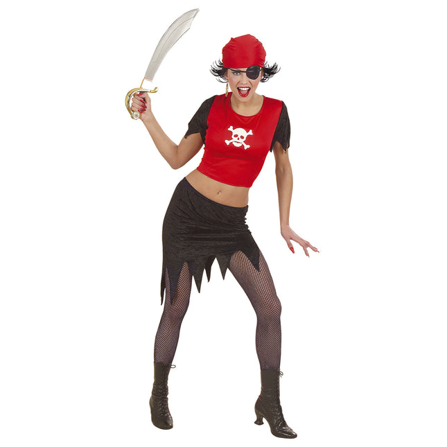 Costume da pirata rosso nero donna