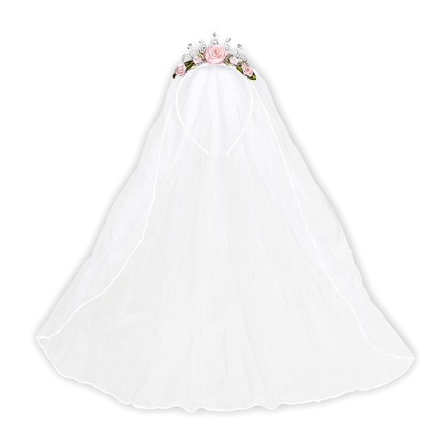 Corona bianca con velo da sposa