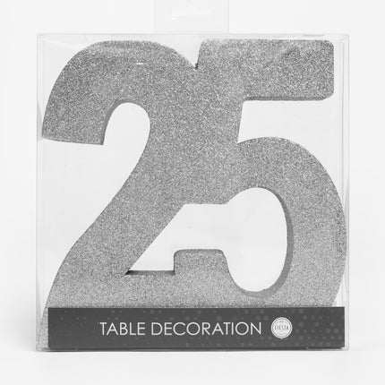 Figura di decorazione da tavolo argento 25 Glitter 20,5 cm