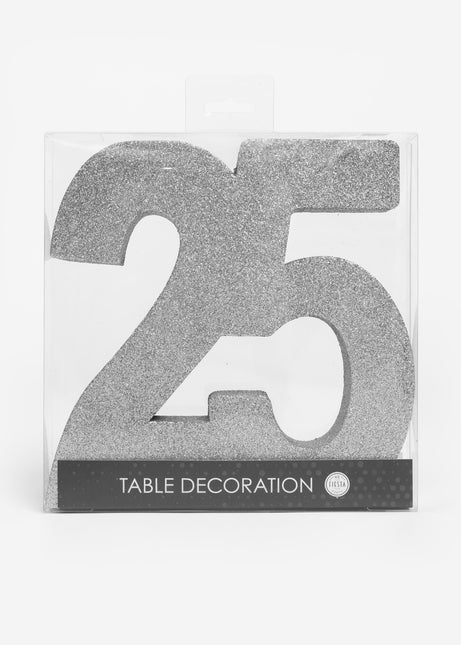 Figura di decorazione da tavolo argento 25 Glitter 20,5 cm