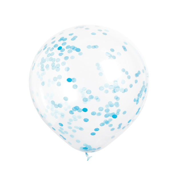 Palloncini a coriandoli azzurro 40 cm 6 pezzi