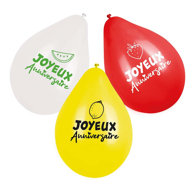 Palloncini frutta Joyeux Anniversaire 25cm 6pz