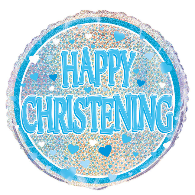 Palloncino ad elio Happy Christening Blu 45 cm vuoto