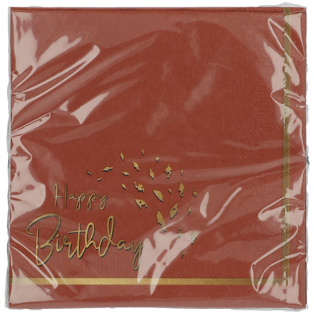 Tovaglioli Hapy Birthday Rosso Oro 33cm 20pz