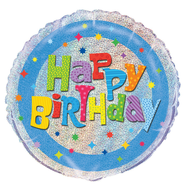 Palloncino ad elio Happy Birthday Glitter 45cm vuoto