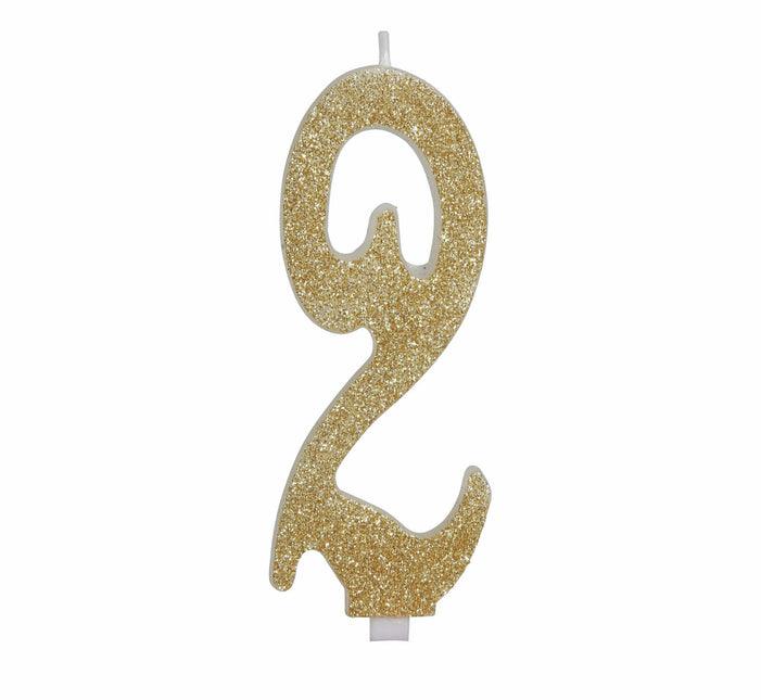 Candela dorata 2 anni Glitter 12,5 cm