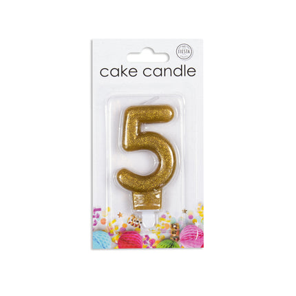 Candela 5 anni Oro Glitter 7cm