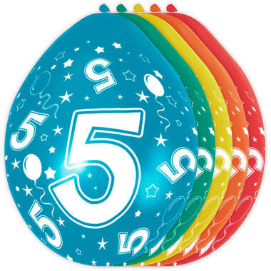 Palloncini 5 anni decorazione 30cm 5pz