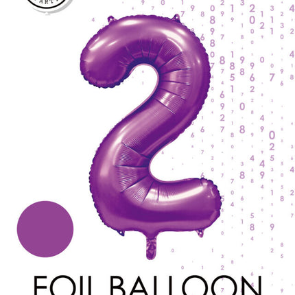 Palloncino numero viola 2 anni lucido 86 cm