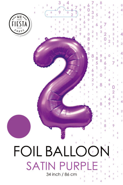 Palloncino numero viola 2 anni lucido 86 cm