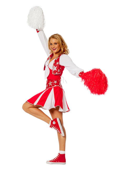 Tuta da cheerleader rossa da donna