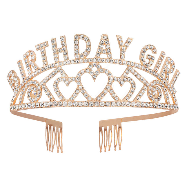 Cerchietto per capelli in oro rosa per feste di compleanno in metallo