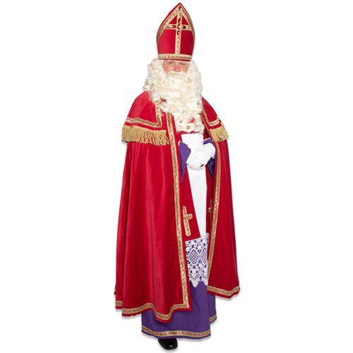 Abito di Sinterklaas in velluto di cotone con mitra 5 pezzi