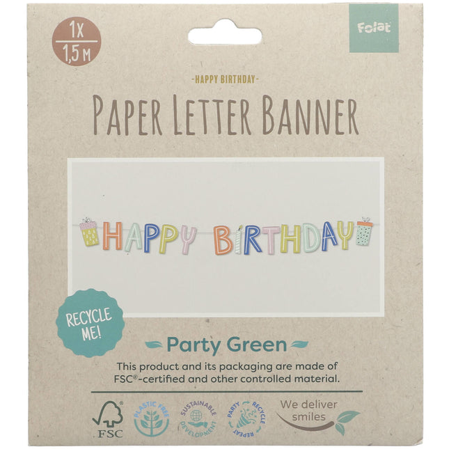 Ghirlanda di lettere Happy Birthday Eco 1,5m