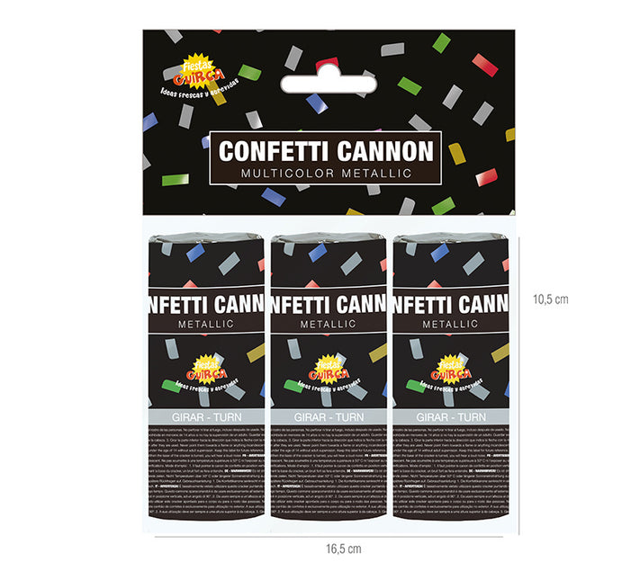 Cannone Conffeti Multicolore 10,5 cm 3 pezzi