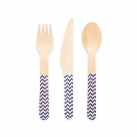 Set di posate in legno blu 18 pezzi