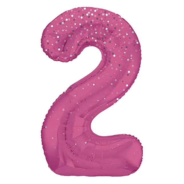 Palloncino figura 2 anni a pois rosa 86cm