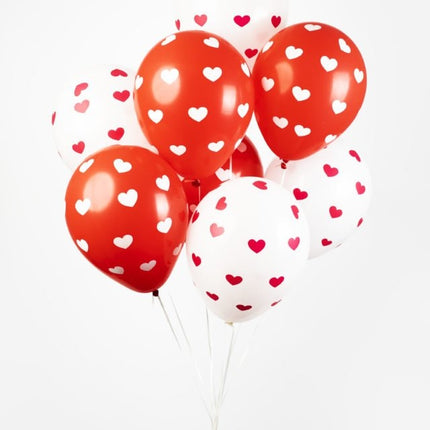 Palloncini cuore rosso bianco 30,5 cm 8 pezzi