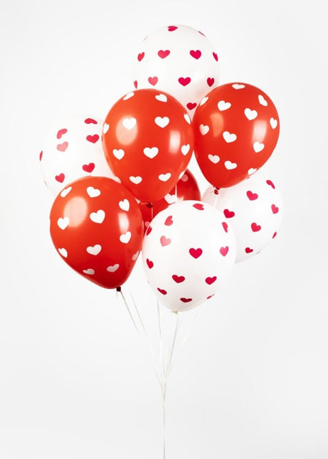 Palloncini cuore rosso bianco 30,5 cm 8 pezzi