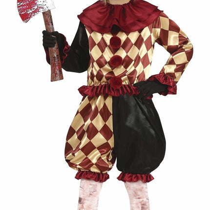 Costume di Halloween da clown dell'orrore per bambino rosso