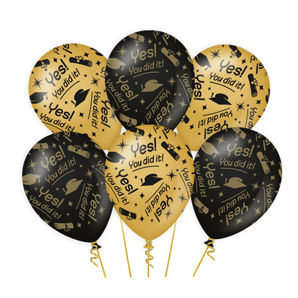 Palloncini You Did It Oro Nero 30cm 6pz