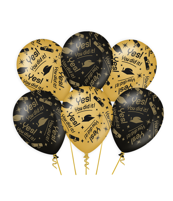 Palloncini You Did It Oro Nero 30cm 6pz