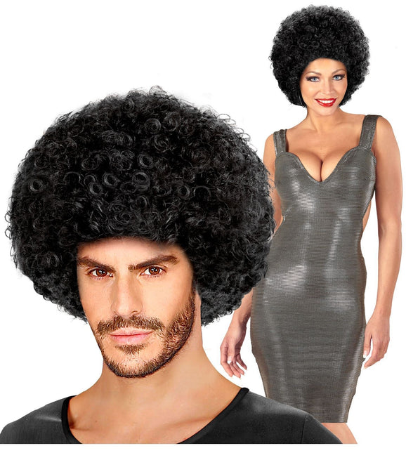 Parrucca afro nera unisex