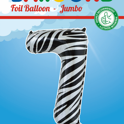 Palloncino in foil Figura 7 Zebra XL 86cm vuoto