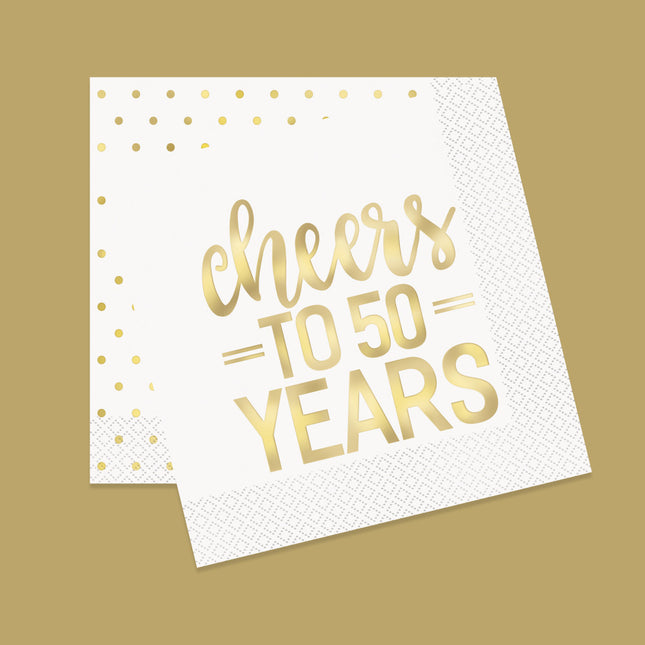 Tovaglioli Cheers To 50 Years Oro 25cm 16pz