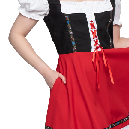 Abito Dirndl Oktoberfest Nero Rosso Donna