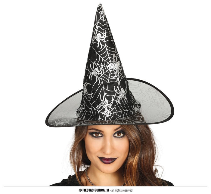 Cappello da strega di Halloween Ragnatela nera