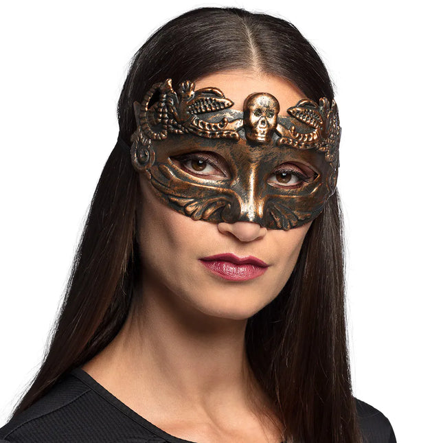 Maschera per occhi di Halloween Testa di Morte Marrone