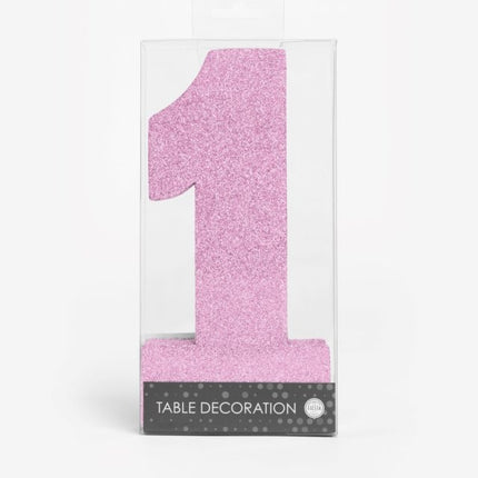 Decorazione da tavolo rosa chiaro Figura 1 Glitter 20,5 cm