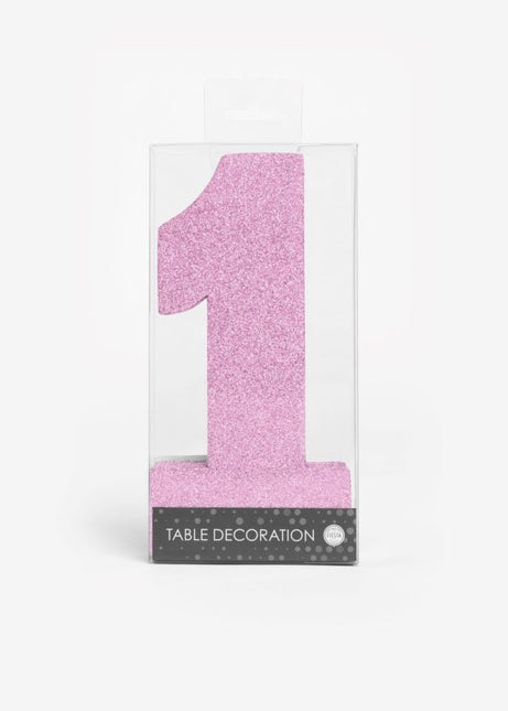 Decorazione da tavolo rosa chiaro Figura 1 Glitter 20,5 cm