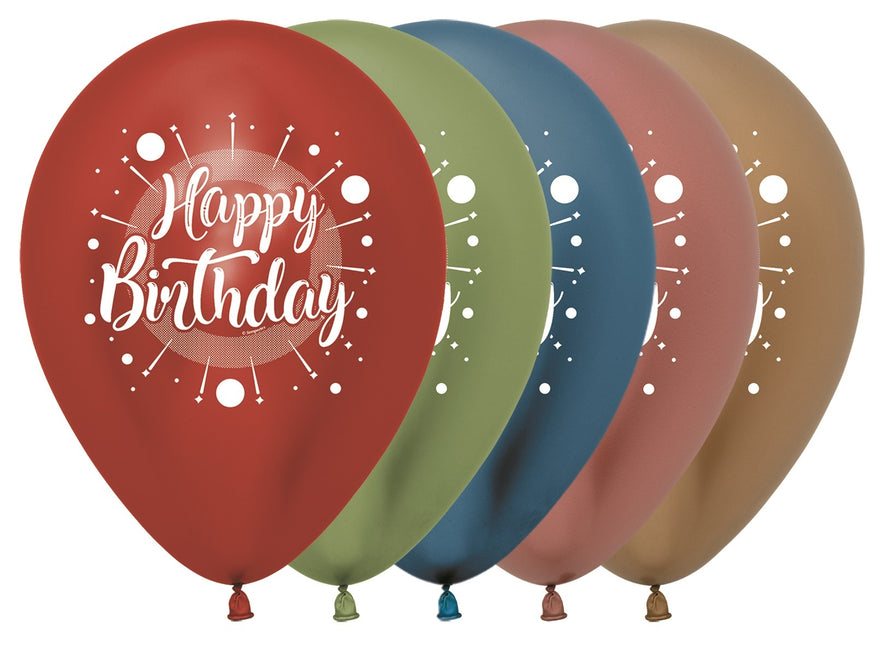 Palloncini Happy Birthday Multicolore Reflex Mix 30cm 25pz