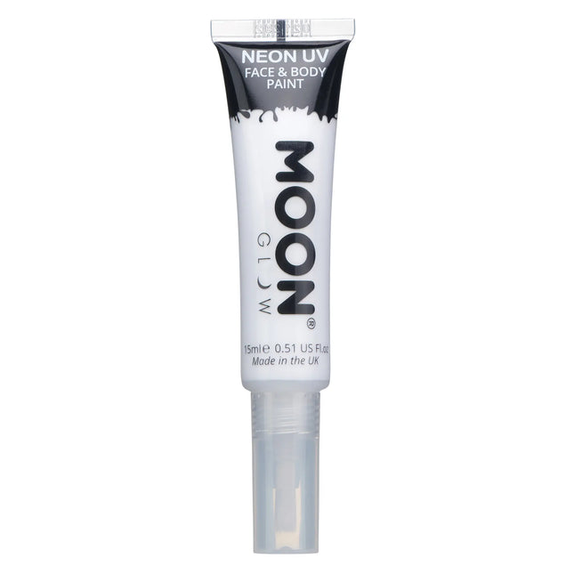 Moon Glow Neon UV Face Paint con pennello applicatore bianco 15ml