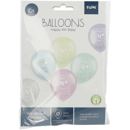 Palloncini Happy 4Th Bday 33cm 6pz