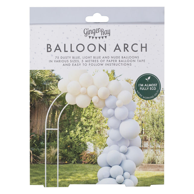 Arco di palloncini blu bianco crema fai da te