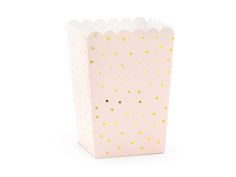 Ciotole per popcorn rosa chiaro con puntini dorati 12,5 cm 6 pezzi