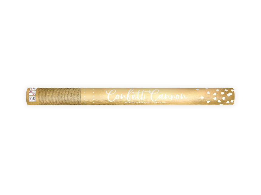 Cannone per coriandoli Cuori Oro 60 cm