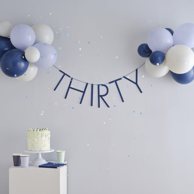 Ghirlanda blu 30 anni con palloncini 1,5 m