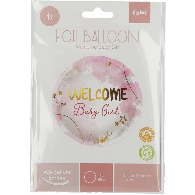 Palloncino ad elio Welcome Girl Rosa Vuoto 45cm