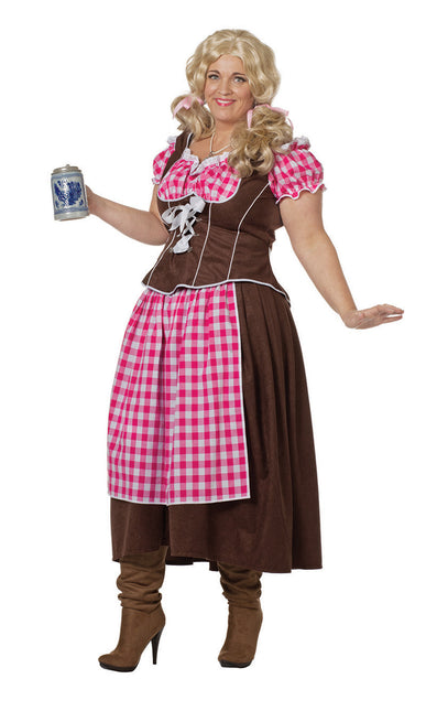 Abito Dirndl Rosa Oktoberfest Donna Lungo