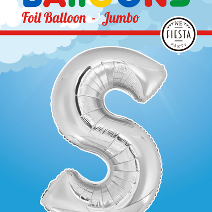 Palloncino in foil Lettera S Argento XL 102cm vuoto