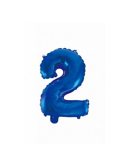 Palloncino in foil Figura 2 Blu 41cm con cannuccia