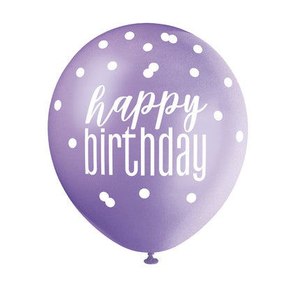 Palloncini di compleanno Happy Birthday Dots 30cm 6pz