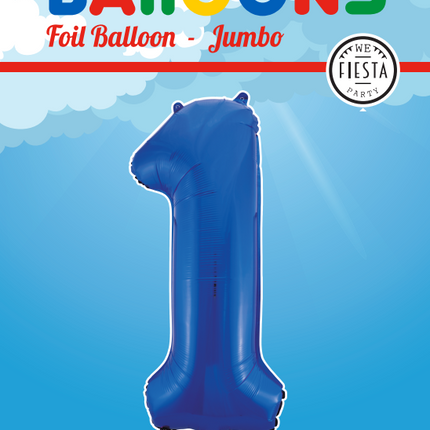 Palloncino Foil Figura 1 Blu XL 86cm vuoto