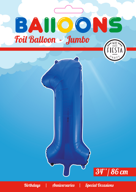 Palloncino Foil Figura 1 Blu XL 86cm vuoto