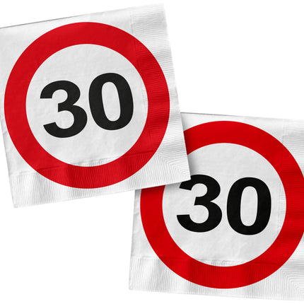 Tovaglioli 30 Years Traffic Sign Square 33cm 20pz